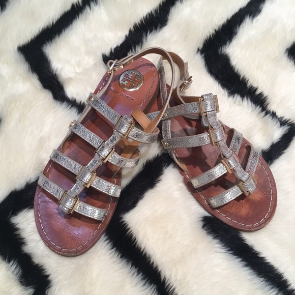 Tory Burch Reggie Flat Sandals Silver - Picture 2 of 6